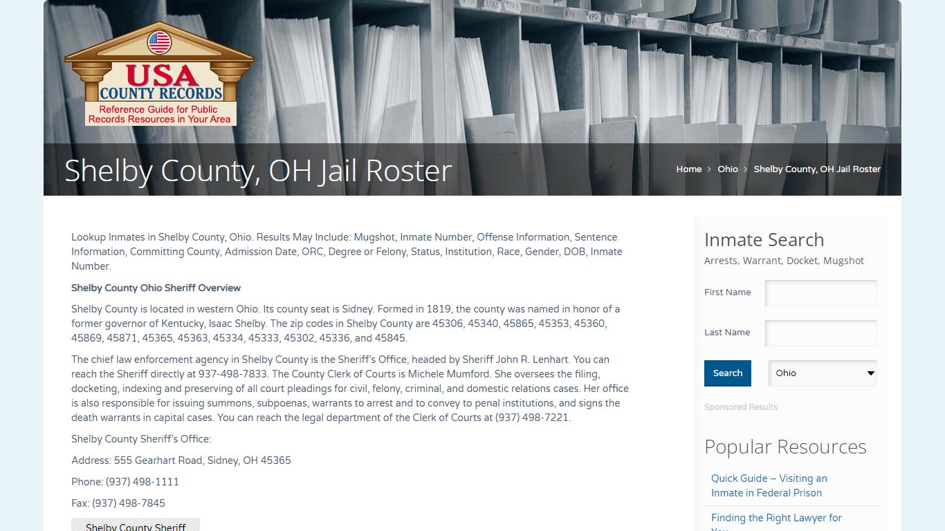 Shelby County, OH Jail Roster | Name Search