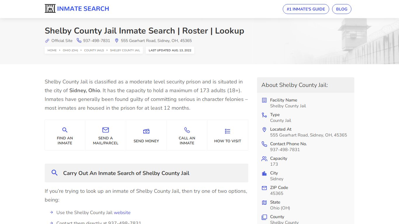 Shelby County Jail Inmate Search | Roster | Lookup